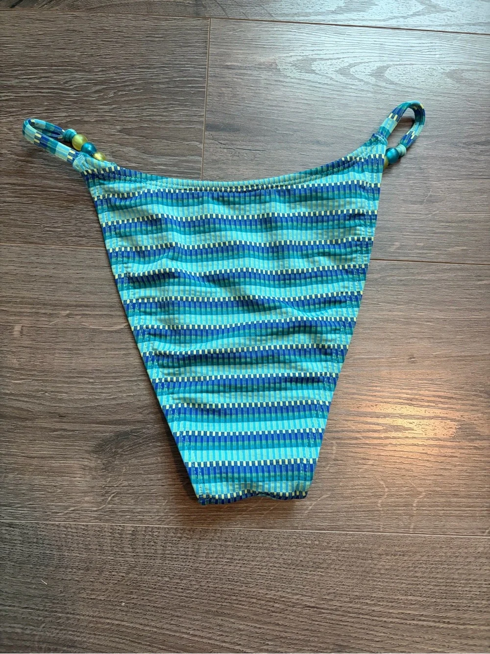 Wild Fable Blue Striped Bikini Set Beaded Straps Size Small